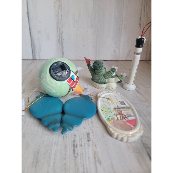 Snowman variety snowflake bird ornament Xmas set - Picture 5 of 5